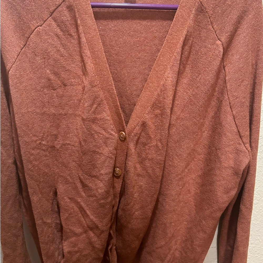 Trouve Rust Button-Up Cardigan
